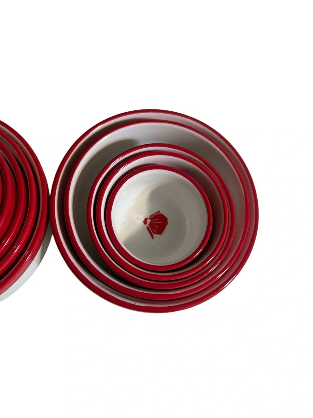 Carla Hall Sweet Heritage Nesting Ceramic Measuring Bowls White Red Blooming